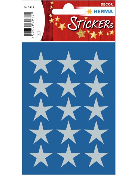 HERMA Sticker Sterne 5-Zackig, silber &Oslash; 22 mm