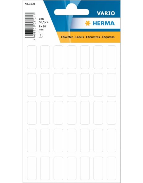 HERMA Vielzwecketiketten wei&szlig; 8x20 mm Papier matt 280 St&uuml;ck