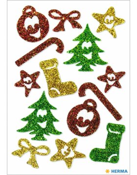 HERMA GLITTERY Símbolos navideños adhesivos 1 hoja