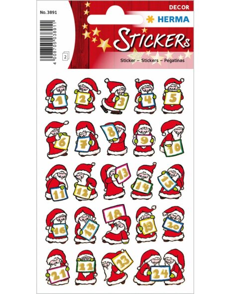 Sticker Advent Calendar Father Christmas, Goldpr.