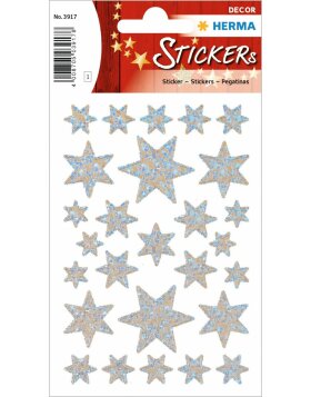 DECOR stickers stars iris. foil glittery 1 sheet