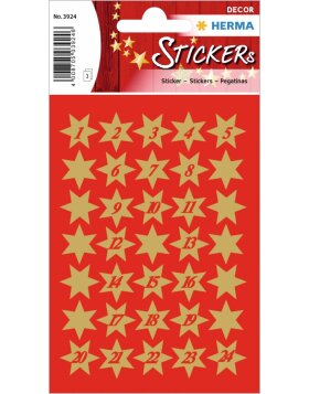 Sticker Sterne 1-24, gold