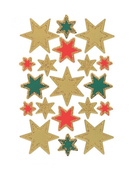 DECOR stickers stars gold foil glittery 3 sheets