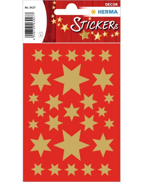 Stickers stars gold foil 3 sheets