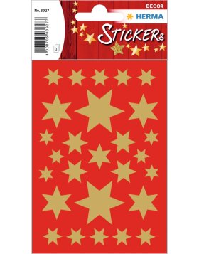 HERMA Weihnachts-Sticker DECOR "Sterne" 15 mm gold 3 Blatt à 35 Sticker