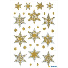 DECOR stickers stars foil silver/gold engraved 1 sheet
