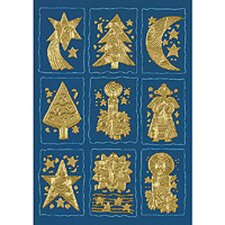 Pegatina con símbolos navideños, gofrado dorado