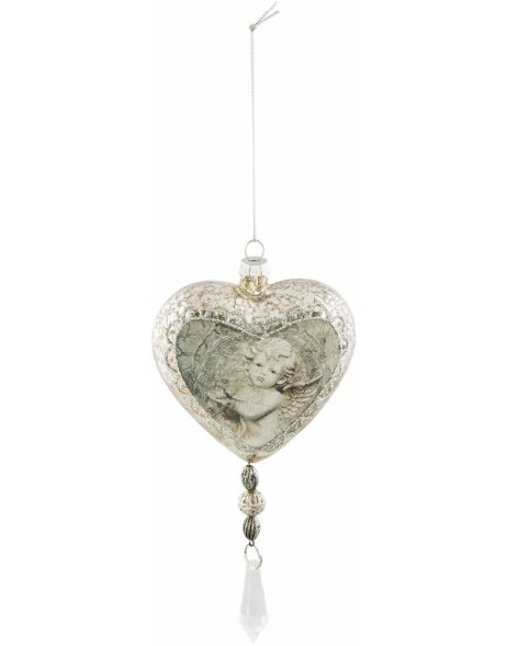 Bombka świąteczna serce 9x5x18 cm w kolorze srebrnym - 6GL2258