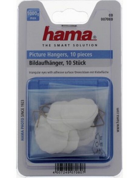 Hama picture hanger, triangular eyes with adhesive surface, 10 pieces