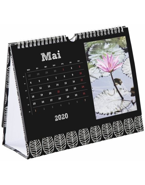 Kreativ-Fotokalender La Fleur f&uuml;r 2020-2021, 27x22 cm, Schwarz