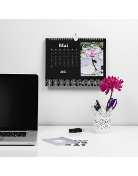 Kreativ-Fotokalender La Fleur für 2020-2021, 27x22 cm, Schwarz