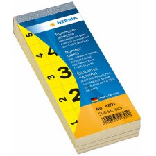 Bloc de numéros autocollants 1-500 jaune 28x56 mm