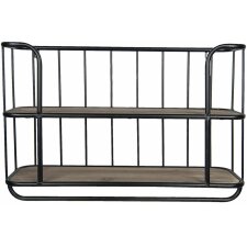 Wall rack iron and wood 5Y0555 distressed black 66x20x44 cm