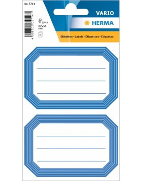 Book labels 82x55mm blue frame lined 6 sh.
