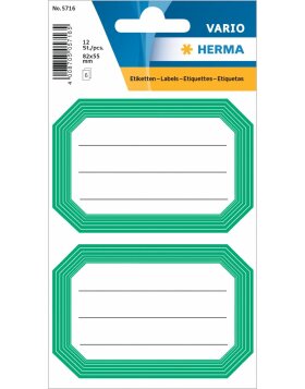 Book labels 82x55mm green frame lined 6 sh.