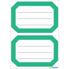 Book labels 82x55mm green frame lined 6 sh.