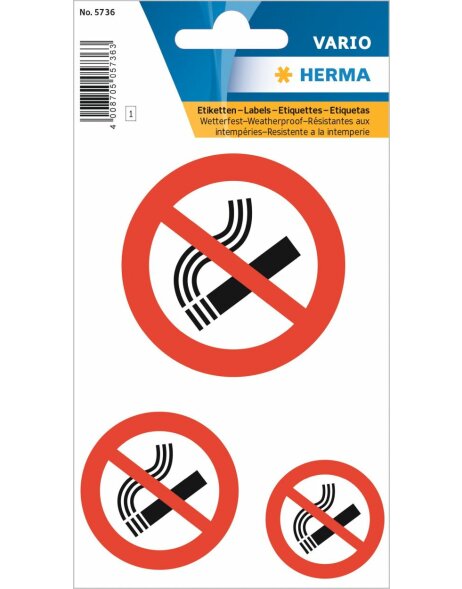 Etiquetas de instrucciones No fumar resistente a la intemperie 1bl.