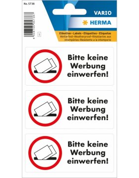 HERMA Hinweisetiketten "Bitte keine Werbung einwerfen"