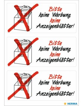 Information labels Keine Werbung Anzeigenbl.  1 sh.