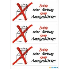 Information labels Keine Werbung Anzeigenbl.  1 sh.