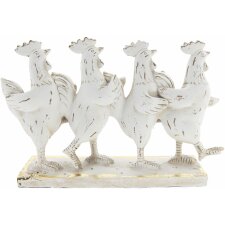Decoration roosters 6PR2357 Distressed white 30x7x20 cm