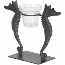 Tealight holder seahorses 6Y3071 brown 22x8x18 cm