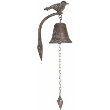 Bell with bird 6Y3173 brown 10x15x25 cm