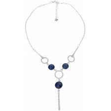 Necklace silver coloured with blue MLNC0164 blue