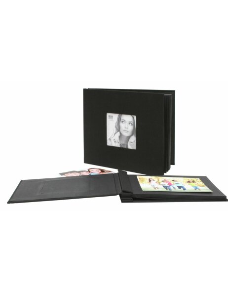 A66DH2 Album adh&eacute;sif noir avec couverture en lin 13x18 cm