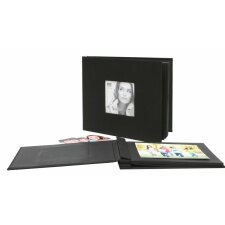 a66dh2 Zelfklevend album zwart met linnen omslag 20x20 cm