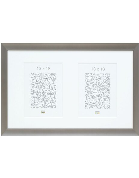 S021D7 Graufarbiger Galerierahmen aus Aluminium f&uuml;r 2 Bilder 13x18 cm