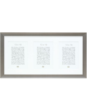 S021D7 Graufarbiger Galerierahmen aus Aluminium für 3 Bilder 10x15 cm