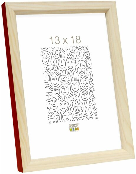 S233H4 Frame in natural wood with red side 10x15 cm