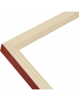 S233H4 Marco de madera en color natural con borde exterior rojo 20x28 cm