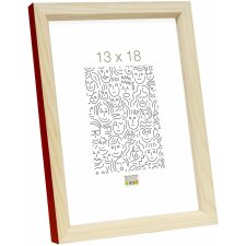 S233H4 Frame in natural wood with red side 30x40 cm