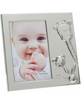 S57MB1 Frame in silver coloured metal with giraffe 10x15 cm