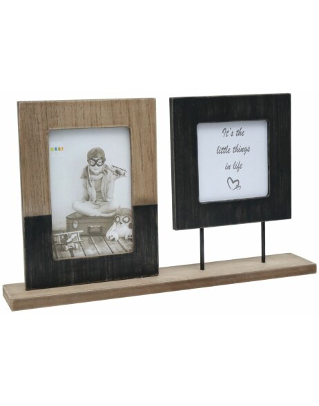 S67TW2 Photo holder with 2 frames in black and brown wood