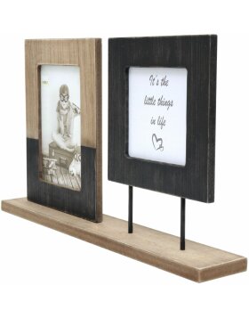 S67TW2 Photo holder with 2 frames in black and brown wood