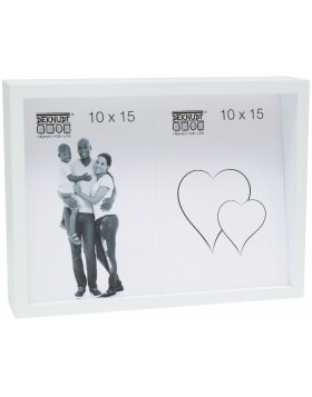 S68QK1 White cubic frame with a sloping back for 2 photos 10x15 cm