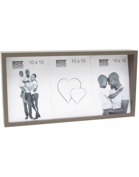 S68QK9 Taupe cubic frame with a sloping back for 3 photos 10x15 cm
