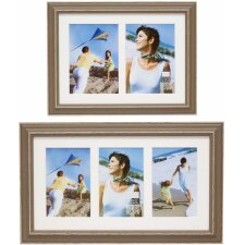 S221F3 Holz-Galerierahmen beige 2 bzw. 3 Fotos 10x15 cm bis 15x20 cm