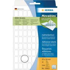 Multi-purpose labels 10x16 mm Movables/removable white 2592 pcs.