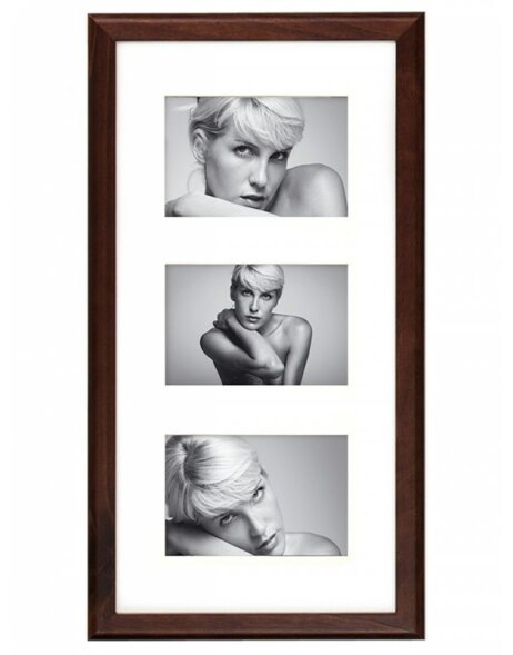 wooden gallery frame BOLOGNA for 3 x 10x15 cm - walnut