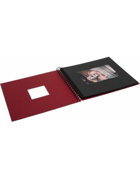 HNFD Spiralalbum Khari rosso gerippt 24x25 cm 50 schwarze Seiten