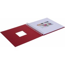 Spiraalalbum Khari rosso geribbeld wit bladzijden 24x25 cm