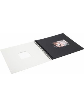 HNFD Spiralalbum Khari ivory gerippt  33x33 cm 50 schwarze Seiten