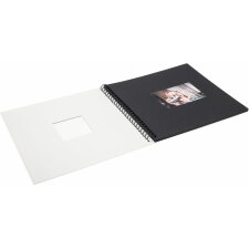 HNFD Spiralalbum Khari ivory gerippt  33x33 cm 50 schwarze Seiten