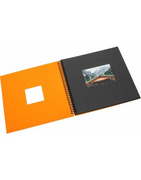 Spiraalalbum Khari oranje geribd zwarte paginas 33x33 cm