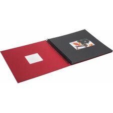 HNFD Spiralalbum Khari rosso gerippt 33x33 cm 50 schwarze Seiten