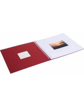 Spiraalalbum Khari rosso geribbeld wit blad 33x33 cm